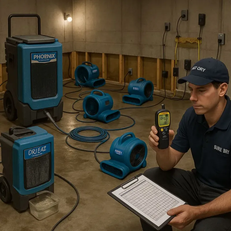 Structural Drying and Dehumidification process in Lake Los Angeles, CA